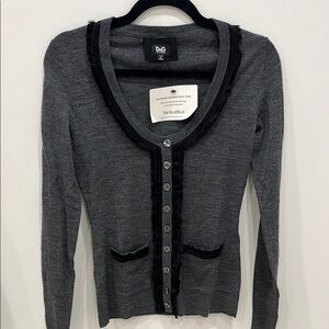 D&G Gray Cardigan Sweater with Black Trim